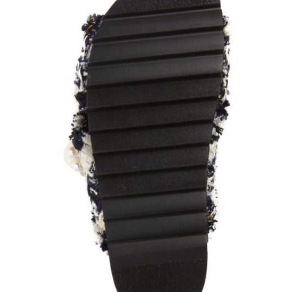 STEVE MADDEN Tweed Fringe Amie Pearl Slides Sandals Shoes 36 5 5.5 HOST PICK - Picture 13 of 13